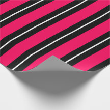 Fun & Moderne Rayures Rose Chaud, Noir & Blanc