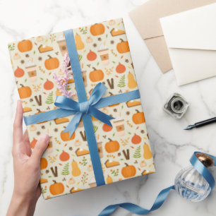 Papier Cadeau Fun Orange Fall Motif