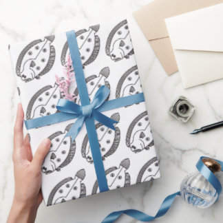 Papier Cadeau Fun poisson de fond en noir et blanc