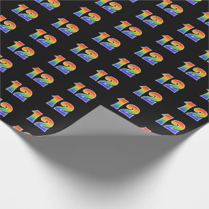 Papier Cadeau Fun Rainbow Spectrum Motif "12" Numéro d'événement