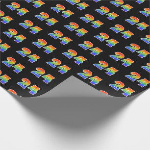 Papier Cadeau Fun Rainbow Spectrum Motif "24" Numéro d'événement