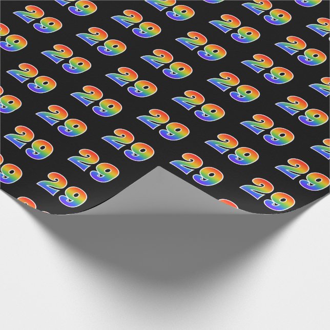 Papier Cadeau Fun Rainbow Spectrum Motif "29" Numéro de l'événem (Coin)