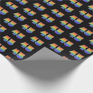 Papier Cadeau Fun Rainbow Spectrum Motif "45" Numéro d'événement