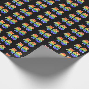 Papier Cadeau Fun Rainbow Spectrum Motif "46" Numéro d'événement