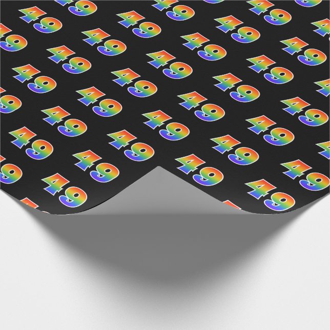 Papier Cadeau Fun Rainbow Spectrum Motif "49" Numéro d'événement (Coin)