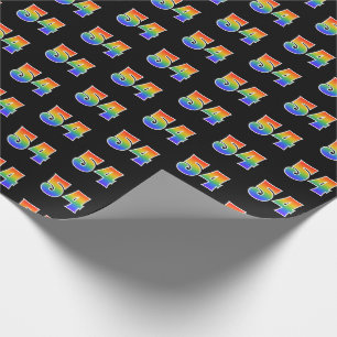Papier Cadeau Fun Rainbow Spectrum Motif "54" Numéro d'événement