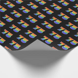 Papier Cadeau Fun Rainbow Spectrum Motif "75" Numéro d'événement