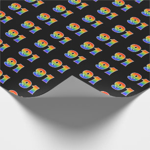 Papier Cadeau Fun Rainbow Spectrum Motif "91" Numéro d'événement