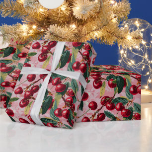 Papier Cadeau Fun Retro 'Cherry Pop' Rose