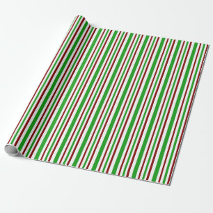 Papier Cadeau Fun Rouge, Blanc, Vert Lignes inspirées de Noël