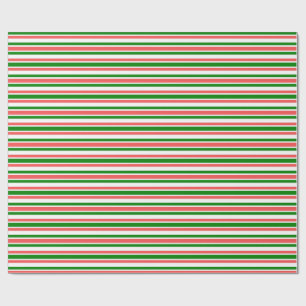 Papier Cadeau Fun Rouge, Blanc, Vert Lignes Motif Papier à envel