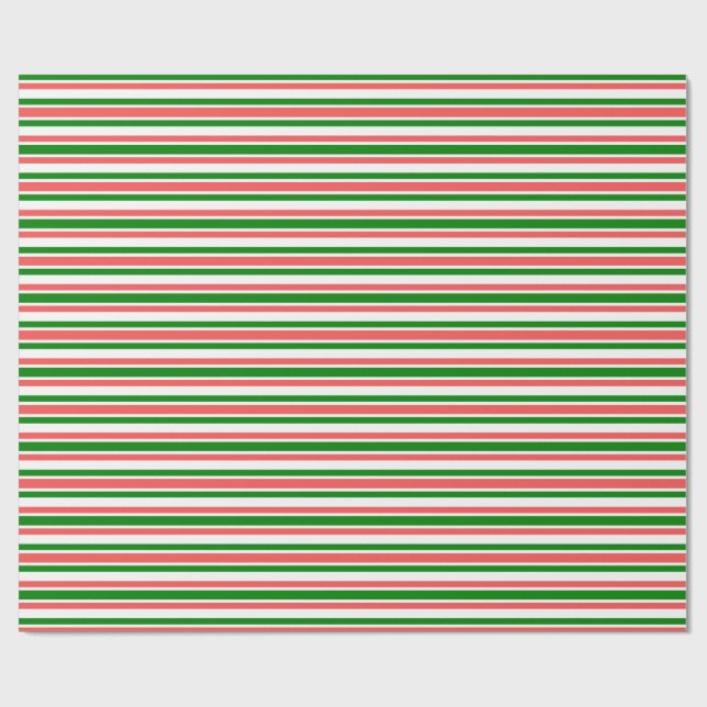 Papier Cadeau Fun Rouge, Blanc, Vert Lignes Motif Papier à envel (Plat)