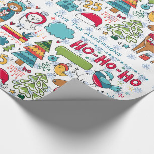 Papier Cadeau Fun Scandinave Noël Folk Art HYGGE nommé