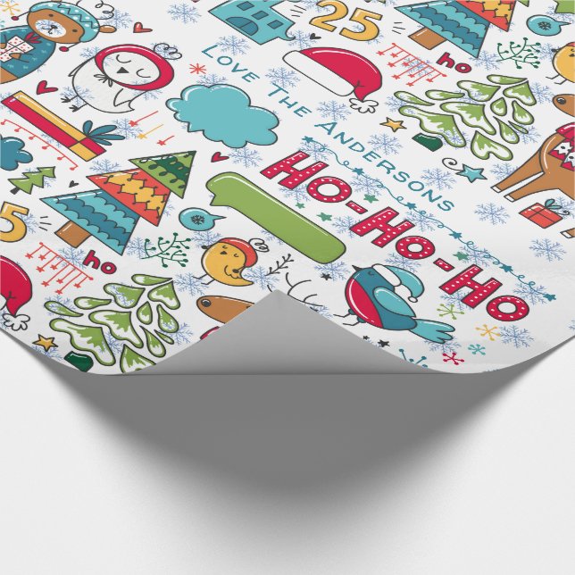 Papier Cadeau Fun Scandinave Noël Folk Art HYGGE nommé (Coin)