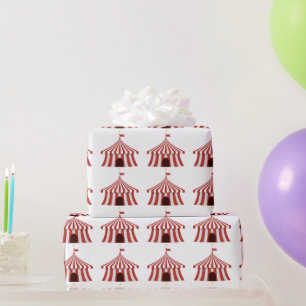 Papier Cadeau Fun Vintage Carnival Cirque Rouge Blanc Tente