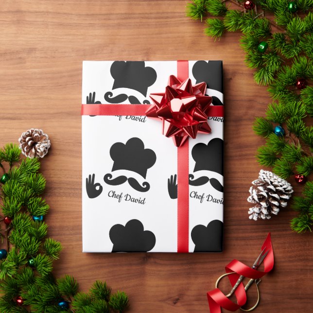 Papier Cadeau Funky Black Mustache Texte personnalisé (Cadeau de vacances)