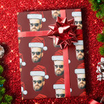 Papier Cadeau Funky Custom Face Photo Santa Hat Christmas Red<br><div class="desc">Funny Custom Face Photo Santa Hat Christmas Red Wrapper Paper</div>