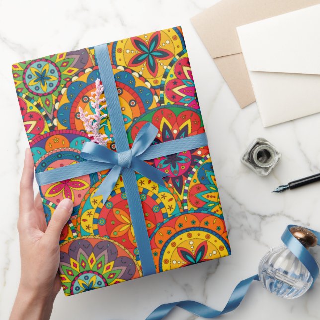 Papier Cadeau Funky Retro couleur Motif Mandala (Cadeaux)