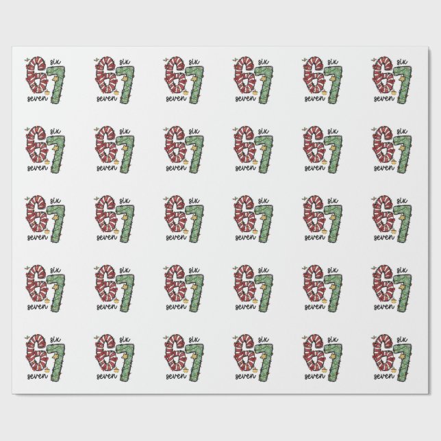 Papier Cadeau Funny 6 7  Santa Squad Sixty Seven Christmas (Plat)