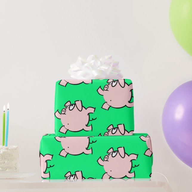 Papier Cadeau Funny 6 Dessin Illustration Cochon Choisir Couleur (Cadeaux de fête)