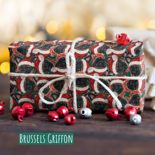 Papier Cadeau Funny Bruxelles Griffon Motif de Noël