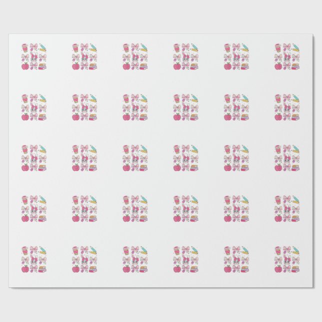 Papier Cadeau Funny Bunny Coquette Bow Rabbit Teacher Easter Ret (Plat)