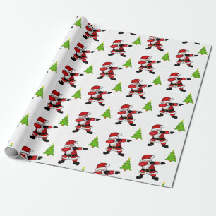 Papier Cadeau Funny Dabbing Père Noël sur Arrière - plan blanc