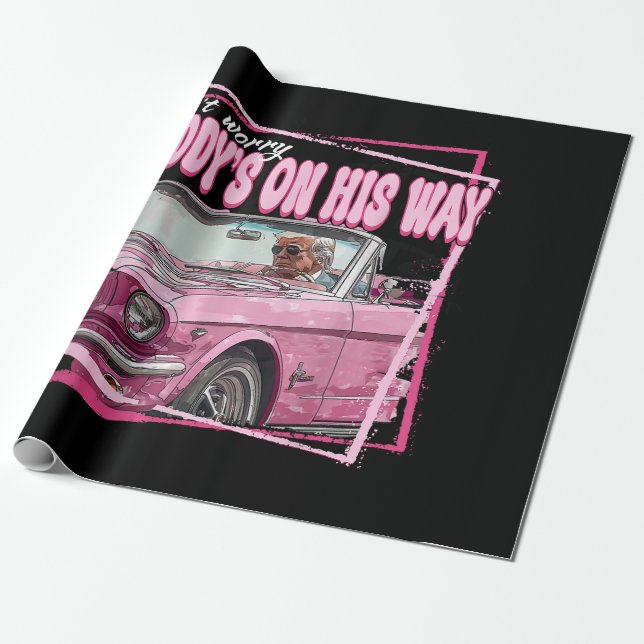 Papier Cadeau Funny Daddy's Home Trump Pink 2024 Take America Ba (Déroulé)