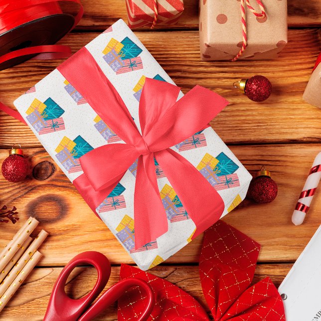 Papier Cadeau Funny Gold Red White Green Pine Cadres de Noël (Créateur téléchargé)