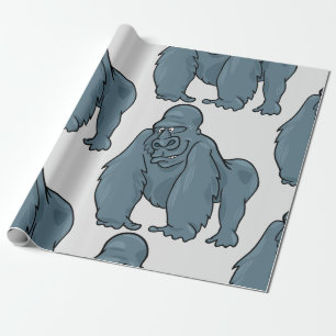 Papier Cadeau Funny Gorilla Cool Bleu Ape Animal Design