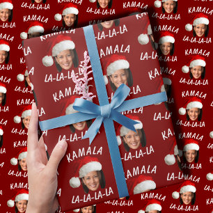Papier Cadeau Funny Kamala Harris Face Santa Hat Noël