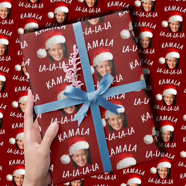 Papier Cadeau Funny Kamala Harris Face Santa Hat Noël (Créateur téléchargé)