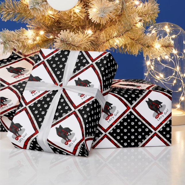 Papier Cadeau Funny Let's Go! Walk Belgian Sheepdog (black 1) (Vacances)