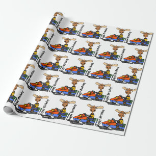 Papier Cadeau Funny Moose motoneige