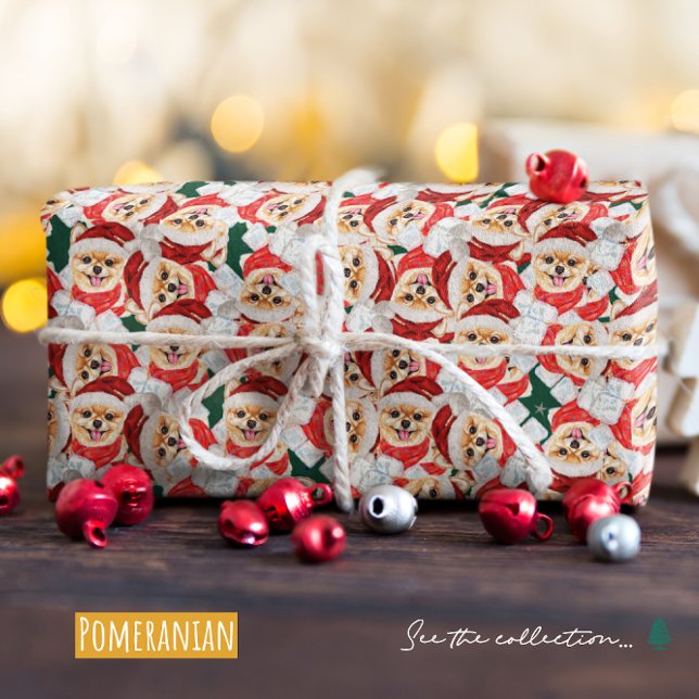 Papier Cadeau Funny Motif de Noël Poméranien (Créateur téléchargé)