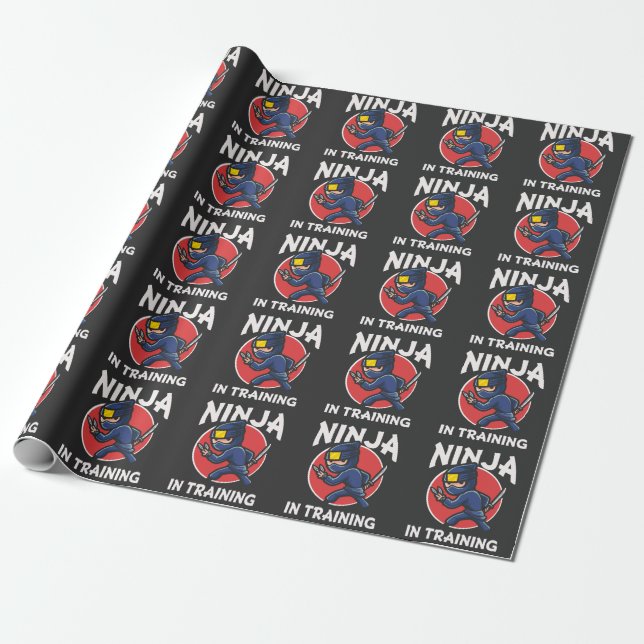Papier Cadeau Funny Ninja Kid en formation (Déroulé)