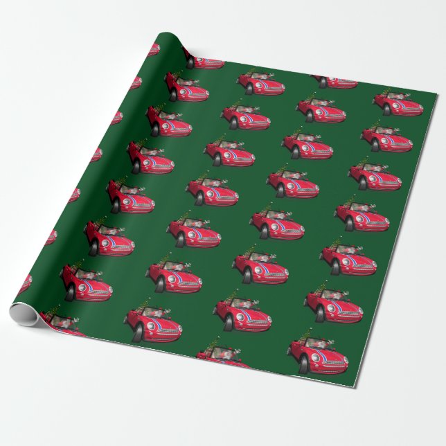 Papier Cadeau Funny Père Noël Conduit Une Mini (Déroulé)