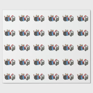 Papier Cadeau Funny Père Noël Weighlifting Dumbbells Gym Noël