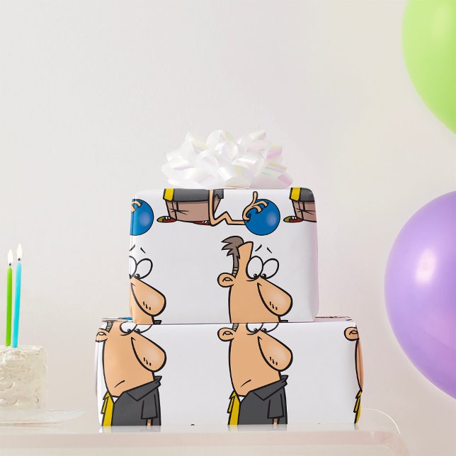 Papier Cadeau Funny Sad Bowler caractère avec Bowling Ball (Créateur téléchargé)