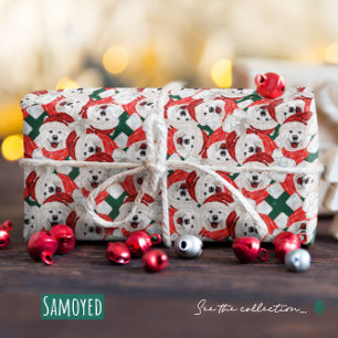Papier Cadeau Funny Samoyed Motif de Noël