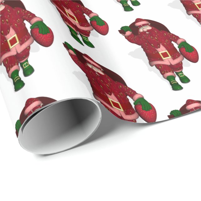 Papier Cadeau Funny Santa Claus Fraise Farmer (Coin rond)