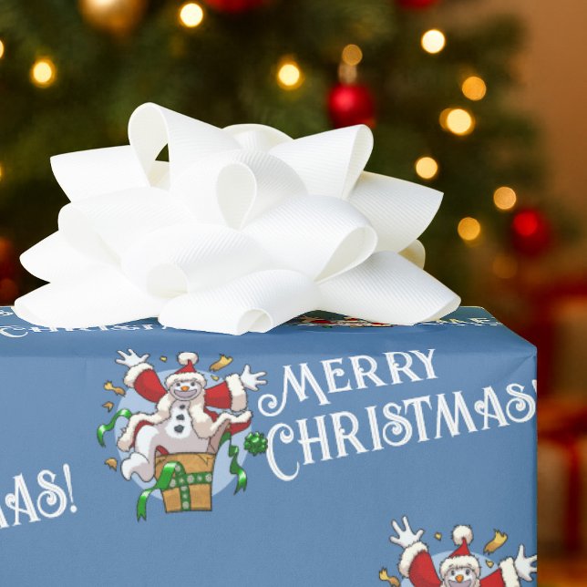 Papier Cadeau Funny Snowman Merry Christmas Surprise Cartoon (Créateur téléchargé)