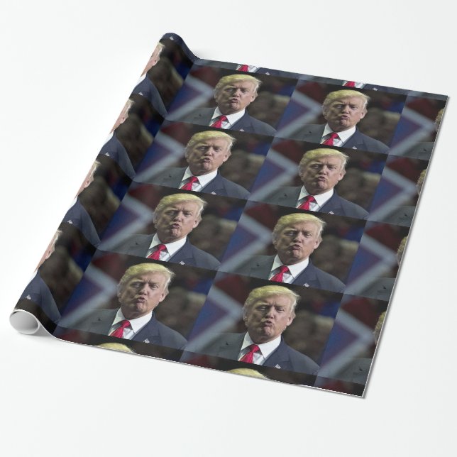 Papier Cadeau FUNNY TRUMP KISS CHRSTMAS Papier à envelopper (Déroulé)