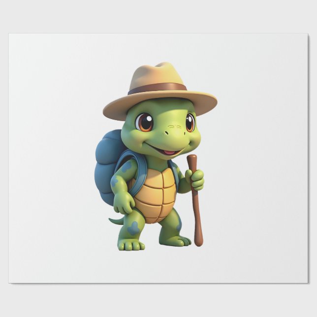 Papier Cadeau Funny Turtle Hiking Graphic Camping Lover Adventur (Plat)
