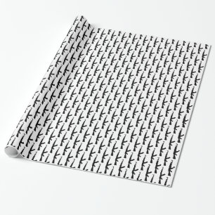 Papier Cadeau Fusils d'assaut AK-47 noirs, Blanc