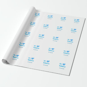 Papier Cadeau Futur mariée Mme ajouter nom date cœur bleu aquare