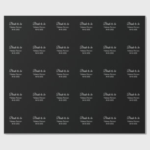 Papier Cadeau futurelle nom date noir blanc shower de mariage no