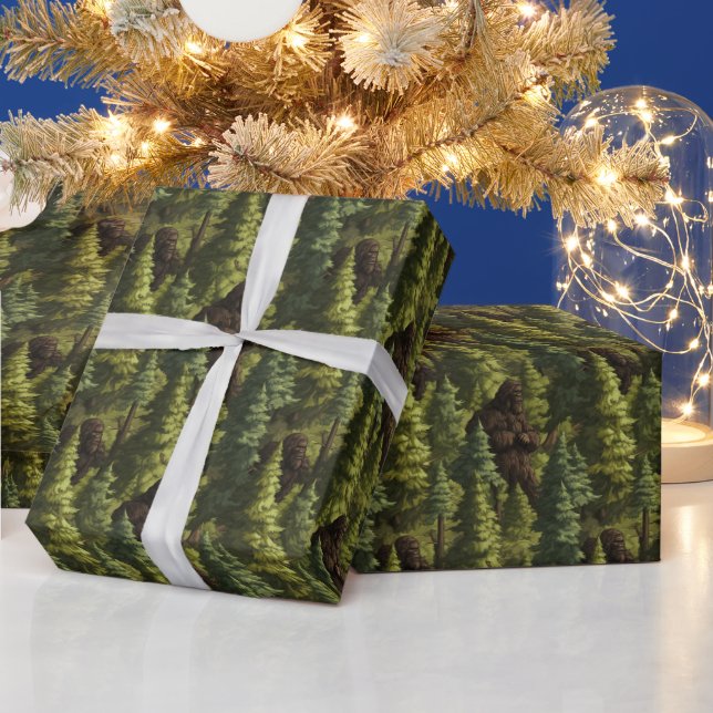Papier Cadeau Gagnant de cache-cache avec Bigfoot qui se cache d (Vacances)
