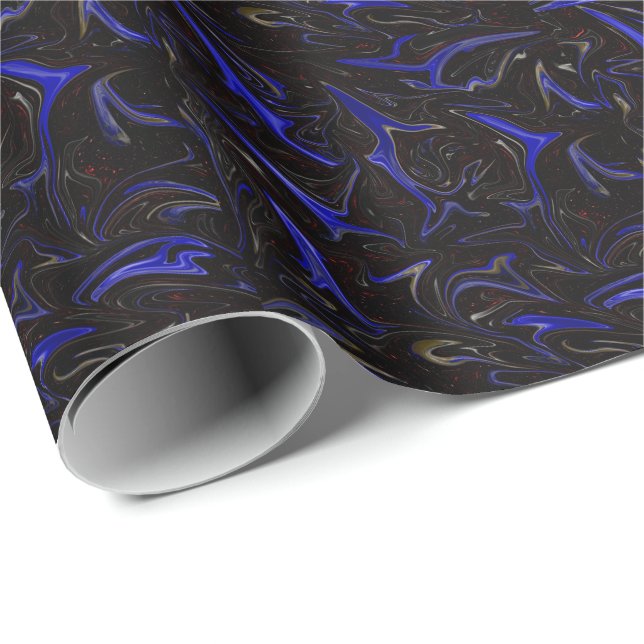 Papier Cadeau "Galactic Swirl : Le marbre de l'espace bleu et no (Coin rond)