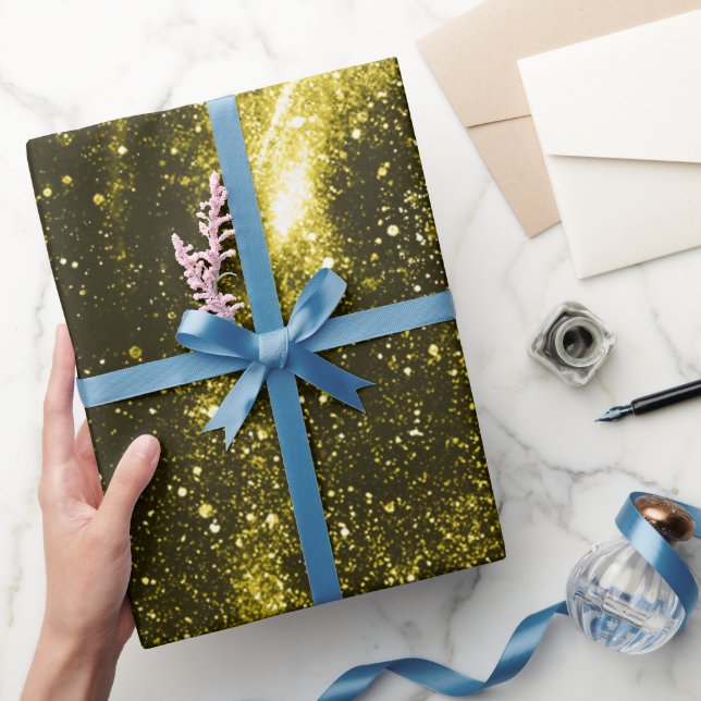 Papier Cadeau Galaxie abstraite noire jaune foncé (Cadeaux)